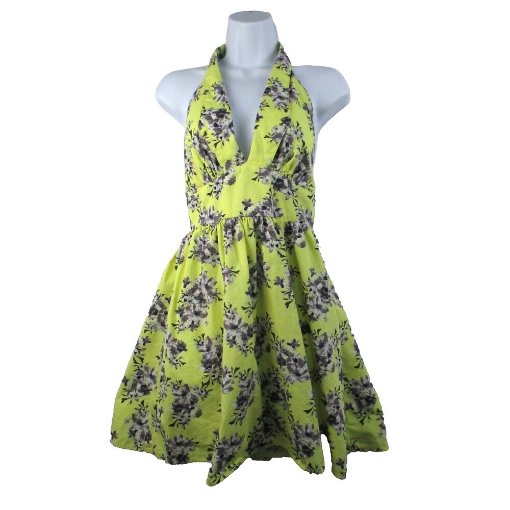 Forever 21 Sundress Small Yellow Floral Halter Babydoll Fairy Cottagecore Party